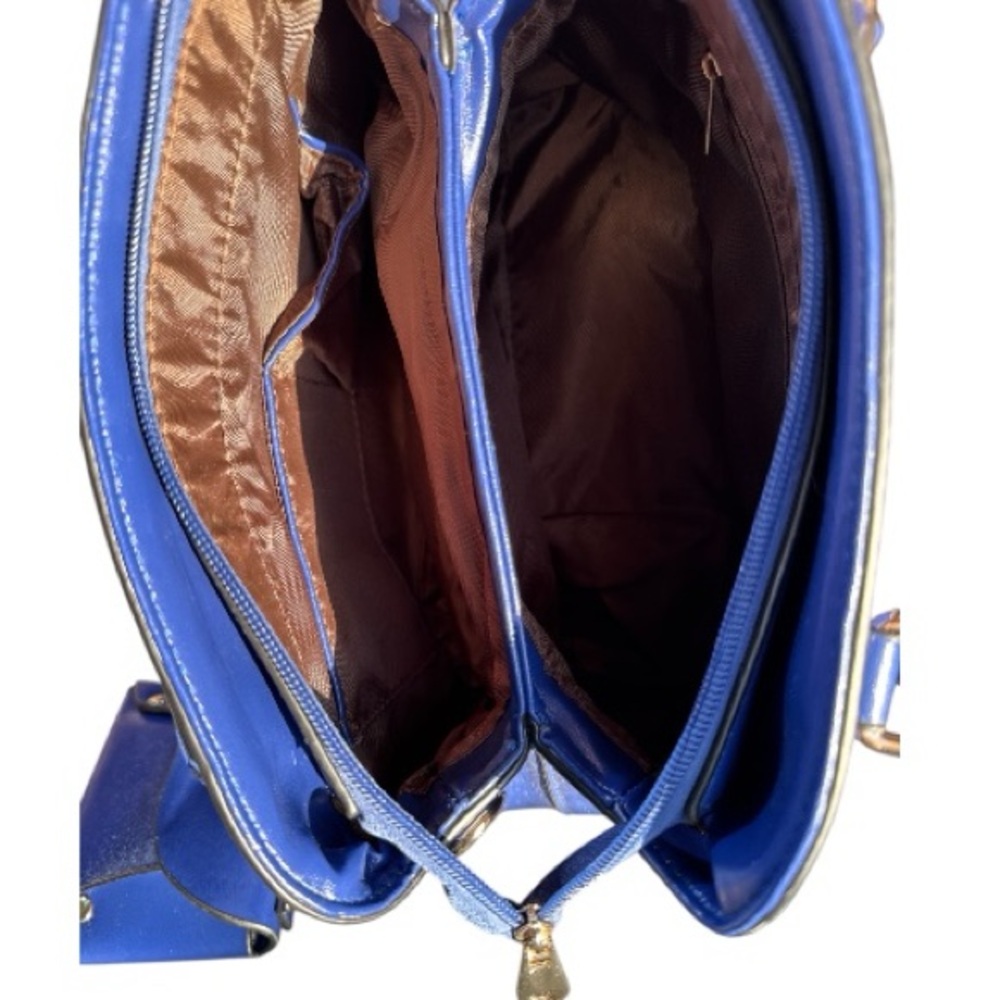 Habiba's Boutique Bag Attached Mini Bag & 2 Removable Straps Blue & Gold Accents - Picture 7 of 10